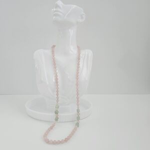 Rose quartz Unique Shape green aventurine long bead crystal necklace